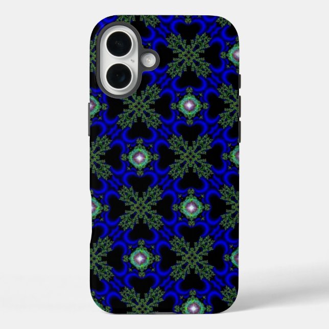 Funda iPhone 16 Plus Flores artdeco en estilo retro (Reverso )
