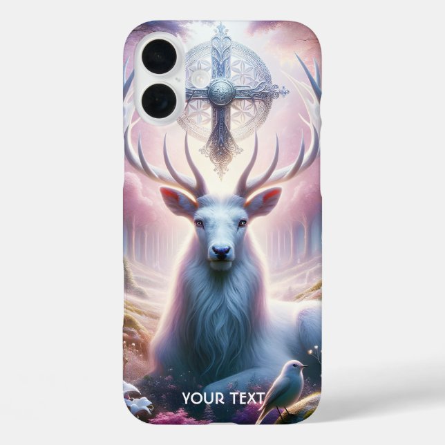 Funda iPhone 16 Plus Flores de ciervo del Rey Cute Fantasy (Reverso )