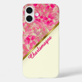 Funda iPhone 16 Plus Flores de marfil, oro y rosa (personalizadas)