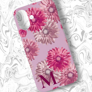 Funda iPhone 16 Plus Flores de margarita rosa Gerbera sobre la harina d