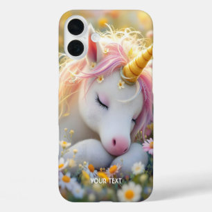 Funda iPhone 16 Plus Flores de unicornio de bebé de fantasía