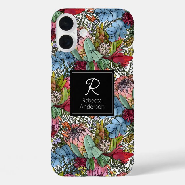 Funda iPhone 16 Plus Flores de verano australianas románticas personali (Reverso )