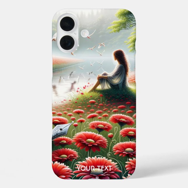 Funda iPhone 16 Plus Flores rojas Chicas de fantasía (Reverso )