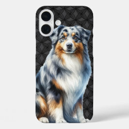 FUNDA iPhone 16 PLUS FLUFFY DE PELO LARGO AUSTRALIANO SHEPHERD PERRO