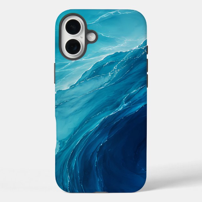 Funda iPhone 16 Plus Flujo de Océano Turquesa de Lujo (Reverso )