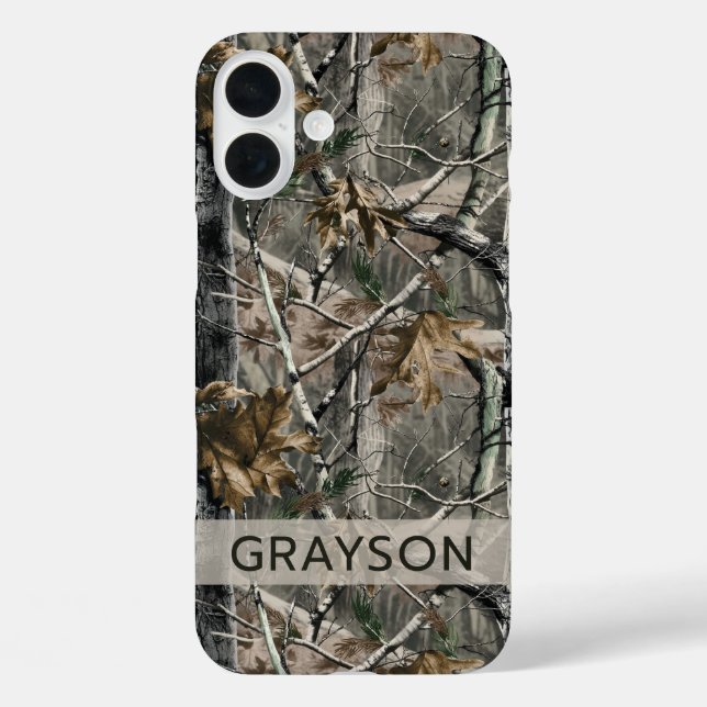 Funda iPhone 16 Plus Forest Branches Camouflage Personalized (Reverso )