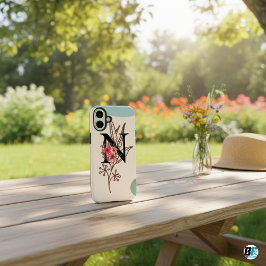 Funda iPhone 16 Plus Forma Botánica Boho Retro Con Nombre 1er Capital N