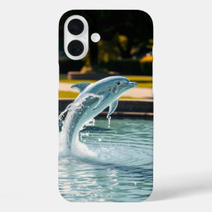 Funda iPhone 16 Plus forma de un delfín saltando de un agua