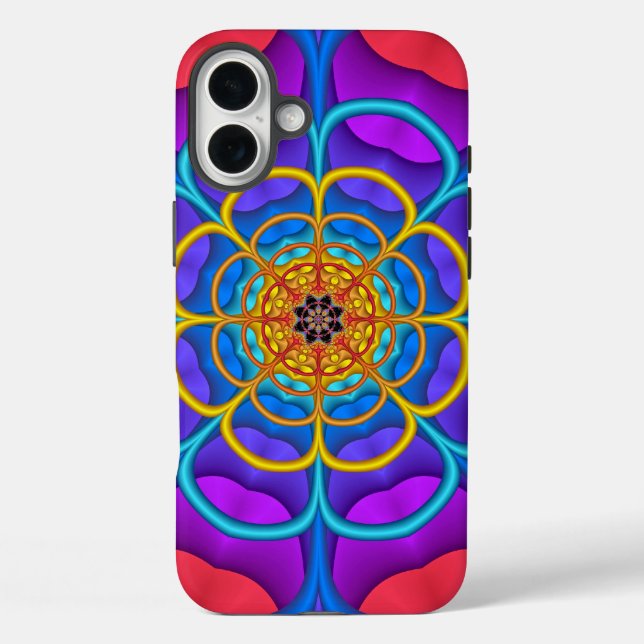 Funda iPhone 16 Plus Forma decorativa abstracta Flor (Reverso )