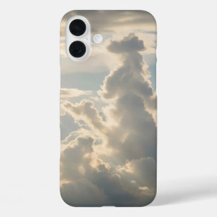 Funda iPhone 16 Plus Formaciones en la nube en blanco y gris blando