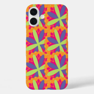 Funda iPhone 16 Plus Formas Florales Naranja Vibrante
