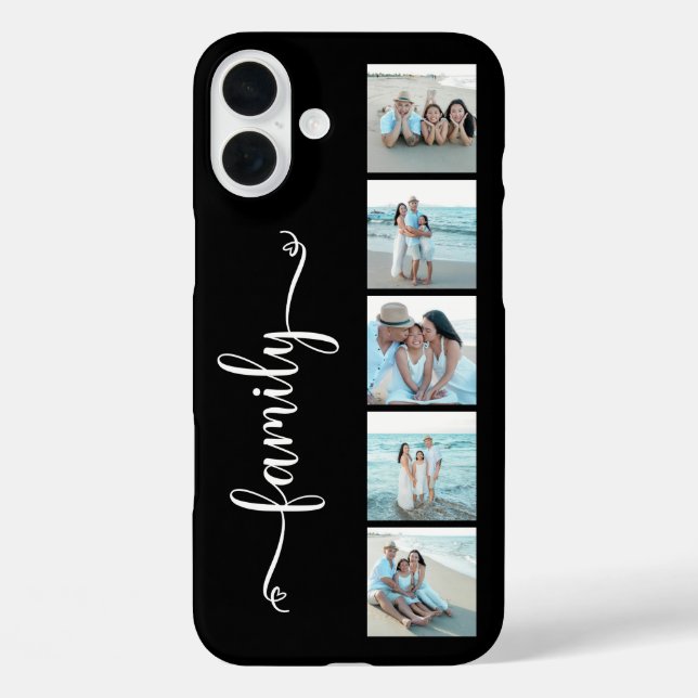 Funda iPhone 16 Plus Foto de Familia Script Negra (Reverso )