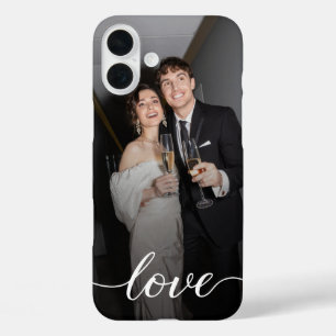 Funda iPhone 16 Plus Foto de pareja manuscrita de amor personalizada