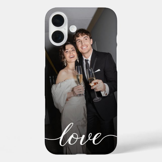 Funda iPhone 16 Plus Foto de pareja manuscrita de amor personalizada (Reverso )