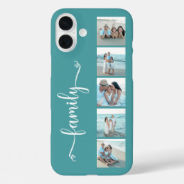 Funda iPhone 16 Plus Foto Familiar Script Teal