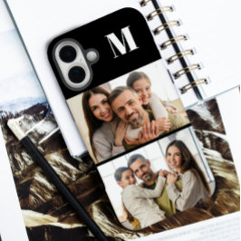 Funda iPhone 16 Plus Foto personalizada de 2 familias y monograma