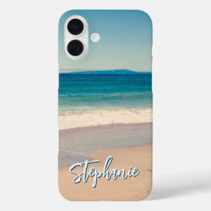 Funda iPhone 16 Plus Foto personalizada de playa Océano Azul
