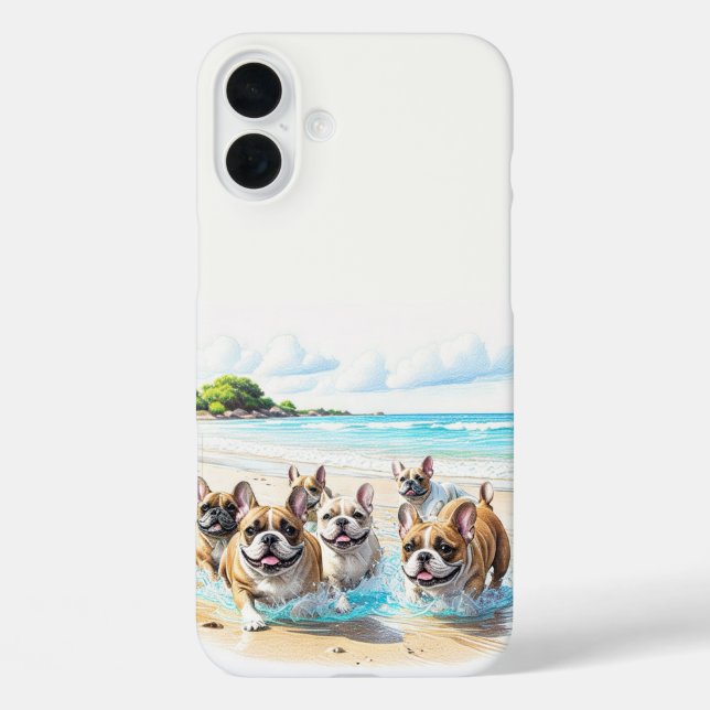 Funda iPhone 16 Plus Französische Bulldoggen French Bulldog Rudel (Reverso )