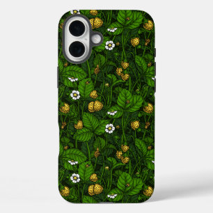 Funda iPhone 16 Plus Fresas silvestres, amarillas y verdes