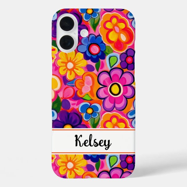 Funda iPhone 16 Plus Fresca Floral Personalizada Retro (Reverso )