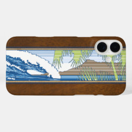 Funda iPhone 16 Plus Funda-Mamáes del Rótulo de Surf de Madera Ala Moan