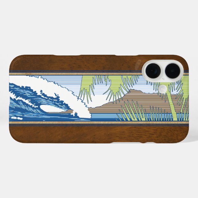 Funda iPhone 16 Plus Funda-Mamáes del Rótulo de Surf de Madera Ala Moan (Reverso  (Horizontal))