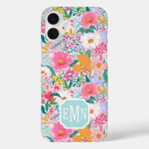 Funda-Mantel Floral Colorido Moderno con Monograma