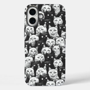 Funda iPhone 16 Plus Gato artístico monocromático