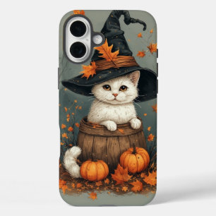 Funda iPhone 16 Plus Gato blanco de Halloween