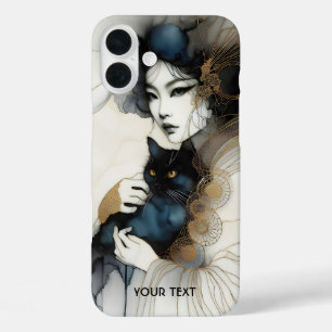 Funda iPhone 16 Plus Gato de Chica japonés con fantasía