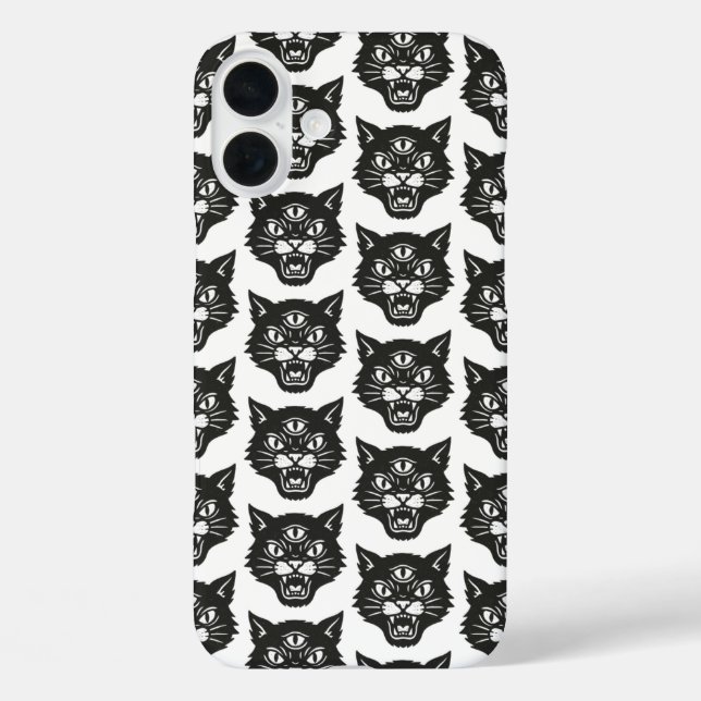 Funda iPhone 16 Plus Gato enojado (Reverso )
