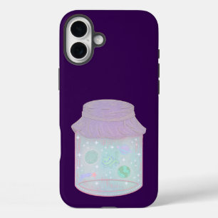 Funda iPhone 16 Plus Gato Galaxia en un Tarro Arte Kawaii de Gato Esp