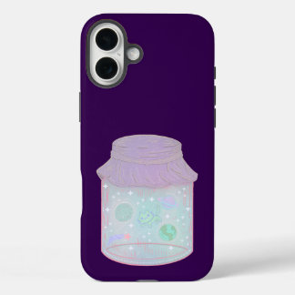 Funda iPhone 16 Plus Gato Galaxia en un Tarro | Arte Kawaii de Gato Esp