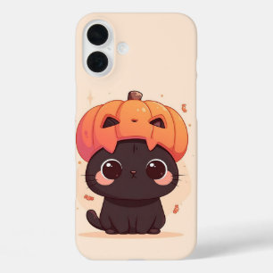 Funda iPhone 16 Plus Gato Negro Kawaii