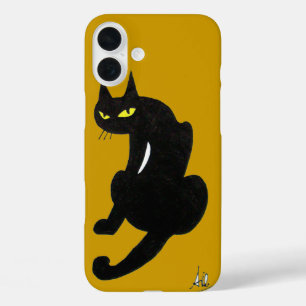 Funda iPhone 16 Plus GATO NEGRO NINJA Amarillo