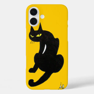 Funda iPhone 16 Plus GATO NEGRO NINJA Vibrante Amarillo