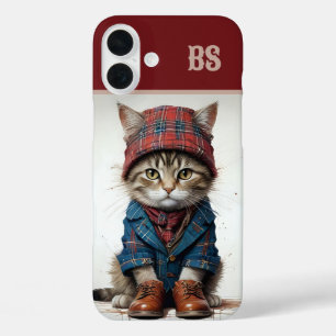 Funda iPhone 16 Plus Gatos con disfraz escocés - gatos tartán encantado