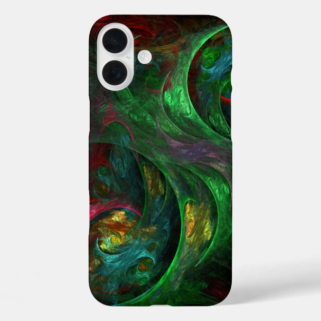 Funda iPhone 16 Plus Génesis Arte abstracto verde (Reverso )