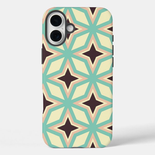 Funda iPhone 16 Plus Geometric pattern with alternating dark star shape (Reverso )