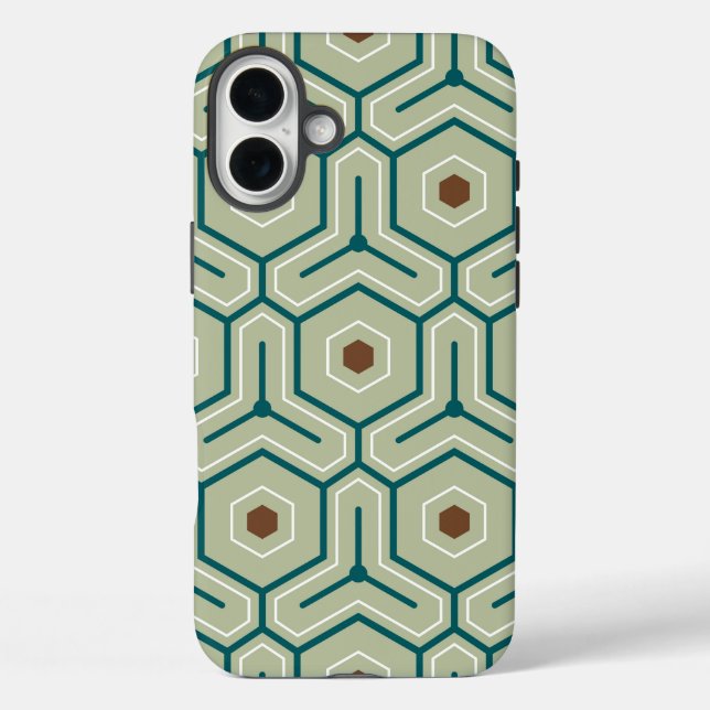 Funda iPhone 16 Plus Geometric pattern with interlocking hexagons (Reverso )