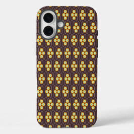 Funda iPhone 16 Plus Geometric pattern with orange and blue hexagons