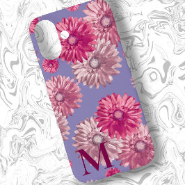 Funda iPhone 16 Plus Gerbera rosa Daisy Flowers Periwinkle Blue Floral