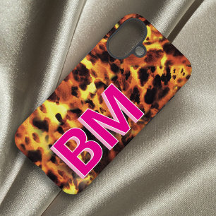 Funda iPhone 16 Plus Girly Pink Monogramed Tortoiseshell