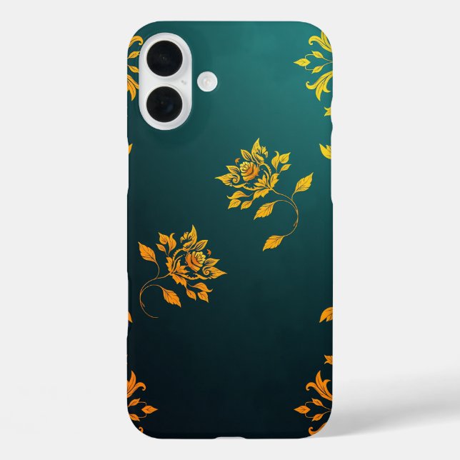Funda iPhone 16 Plus Golden Floral Motif iPhone Case (Reverso )