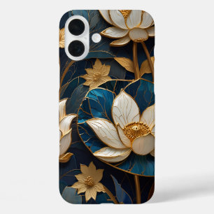 Funda iPhone 16 Plus "Golden Lotus Elegance - Estuche para iPhone de lu