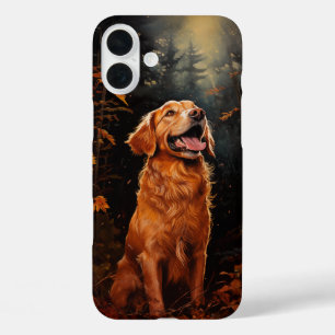 Funda iPhone 16 Plus Golden Retriever de noche