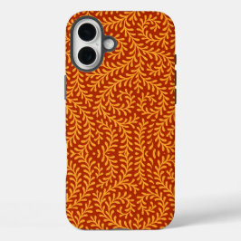 Funda iPhone 16 Plus Golden Yellow Leafy Vine Pattern 