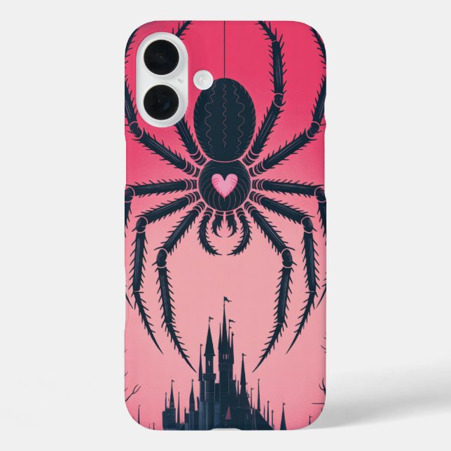 Funda iPhone 16 Plus Gothic Spider Castle Silhouette Phone Case (Reverso )