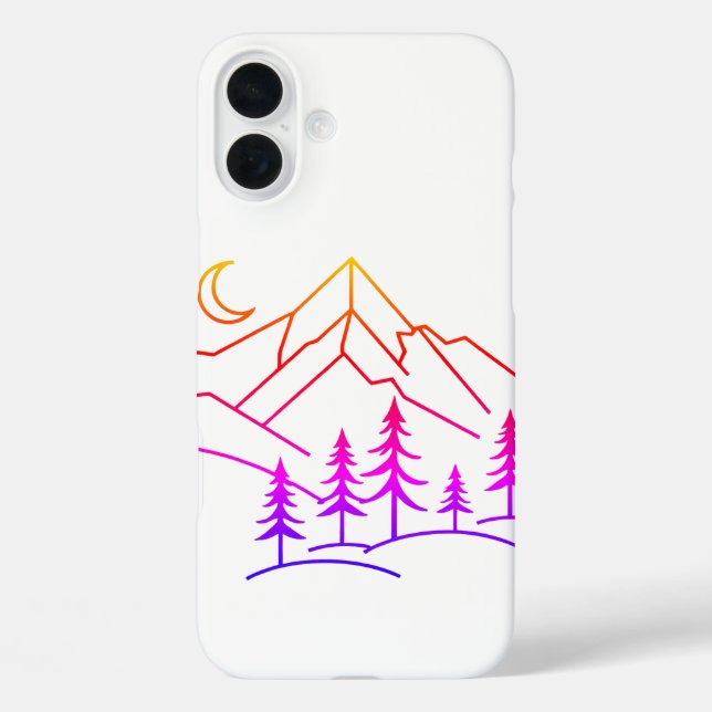 Funda iPhone 16 Plus Gradient Mountain Forest iPhone Case (Reverso )