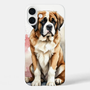 FUNDA iPhone 16 PLUS GRAN COLOR DE AGUA SAINT BERNARD DOG